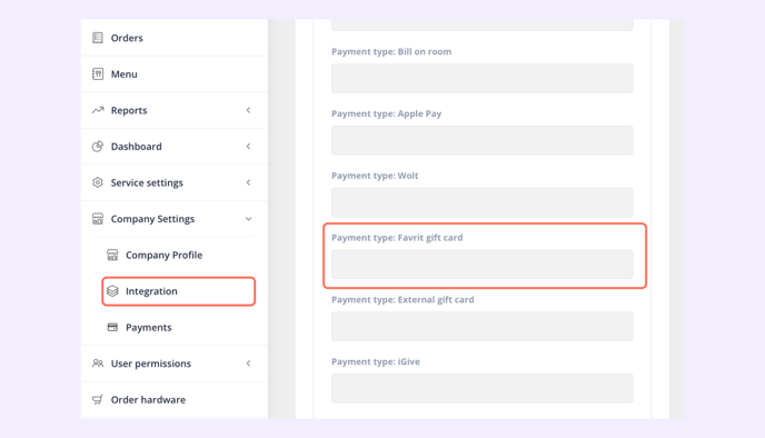 integration - account payment type